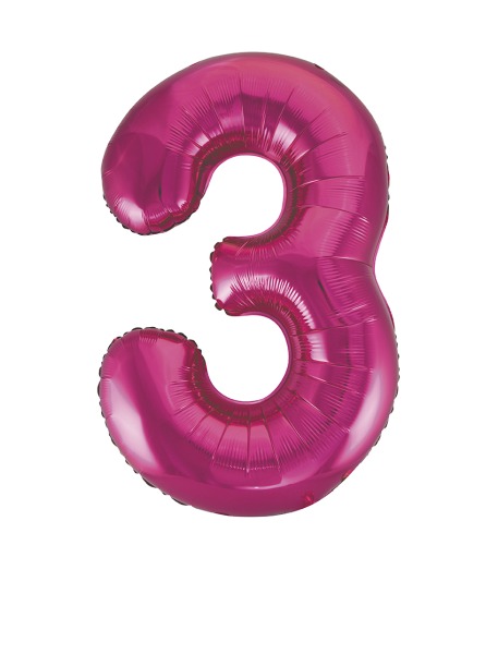 Folienballon Pink Zahl 3, 1 St.-  VE 5
