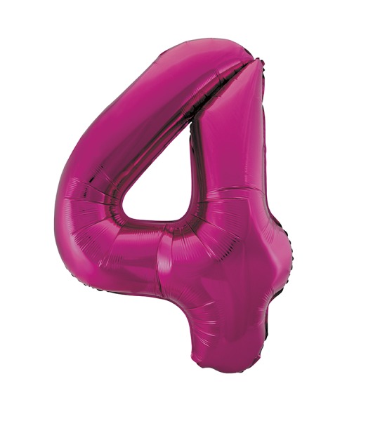 Folienballon Pink Zahl 4, 1 St.-  VE 5