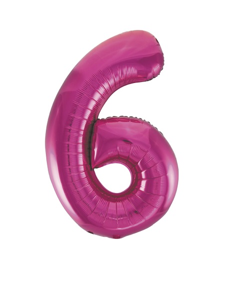 Folienballon Pink Zahl 6, 1 St.-  VE 5
