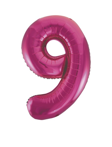 Folienballon Pink Zahl 9, 1 St.-  VE 5