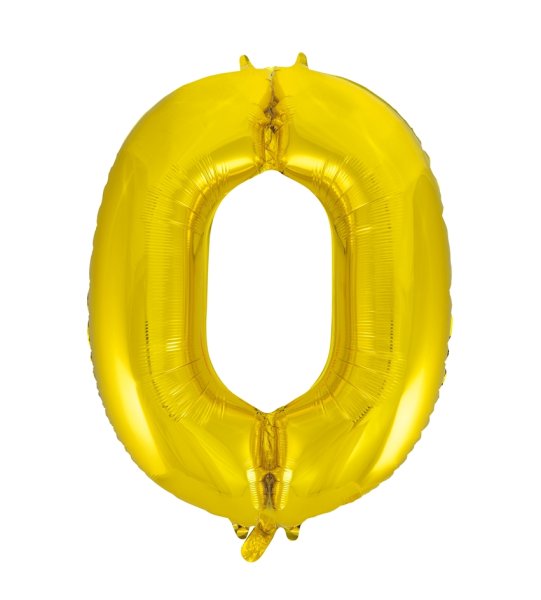 Folienballon Gold Zahl 0, 1 St.-  VE 5