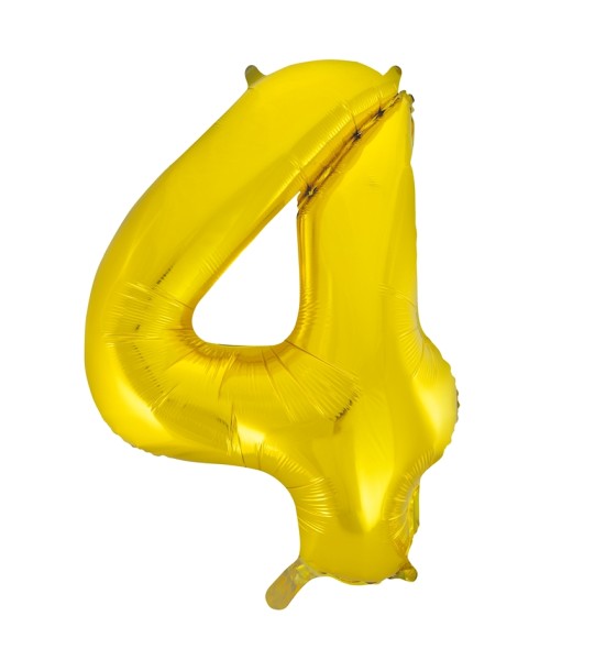 Folienballon Gold Zahl 4, 1 St.-  VE 5