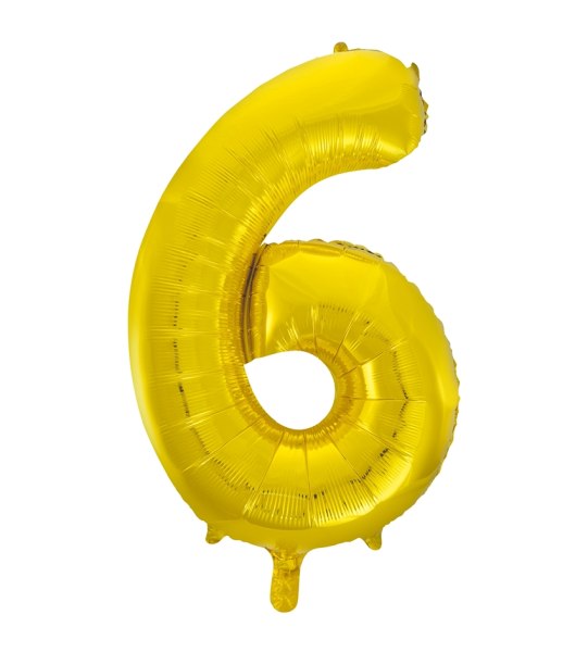 Folienballon Gold Zahl 6, 1 St.-  VE 5