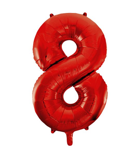 Folienballon Rot Zahl 8, 1 St.-  VE 5