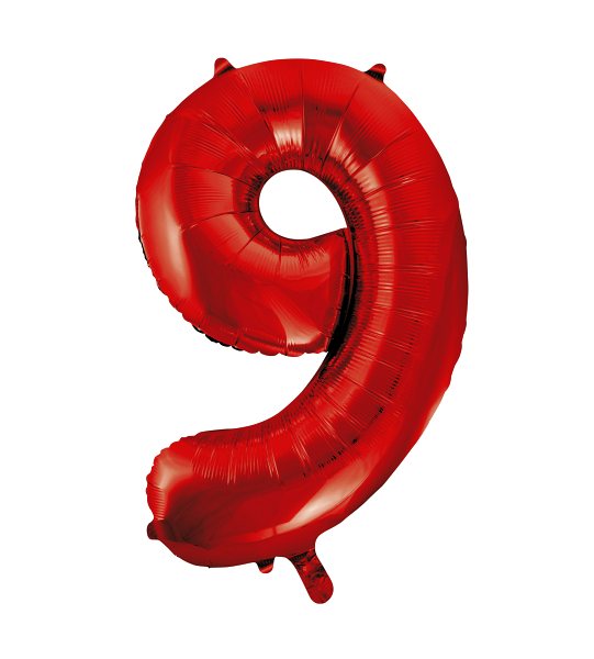 Folienballon Rot Zahl 9, 1 St.-  VE 5