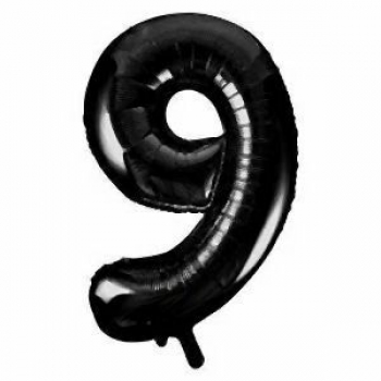 Folienballon Schwarz Zahl 9, 1 St. - VE 5