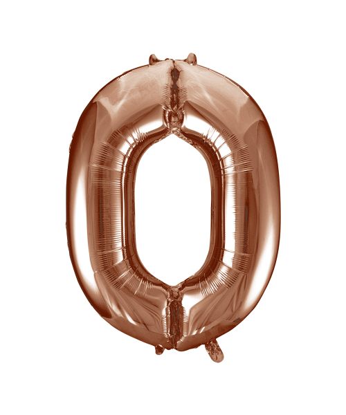Folienballon Rose-Gold Zahl 0, 1 St.-  VE 5