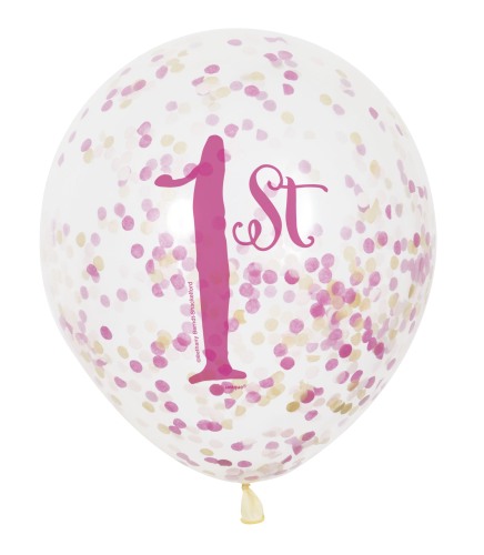 Luftballon mit Konfetti Goldiger 1. Geburtstag, 6 St. - VE 12