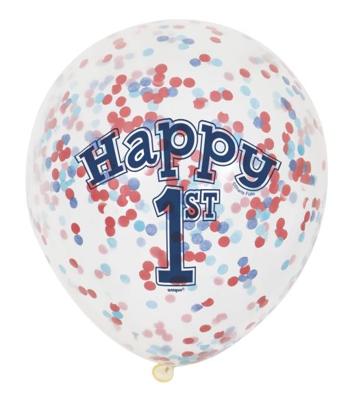 Luftballon mit Konfetti Ahoi 1. Geburtstag, 6 St. - VE 12
