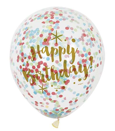 Luftballons mit Konfetti Happy Birthday Glitzer Gold, 1 St. - VE
