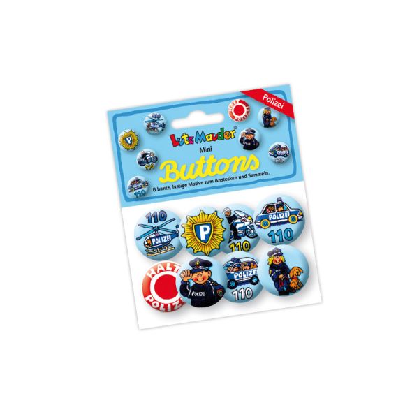 Mini-Buttons Polizei, 8 St.  VE 12