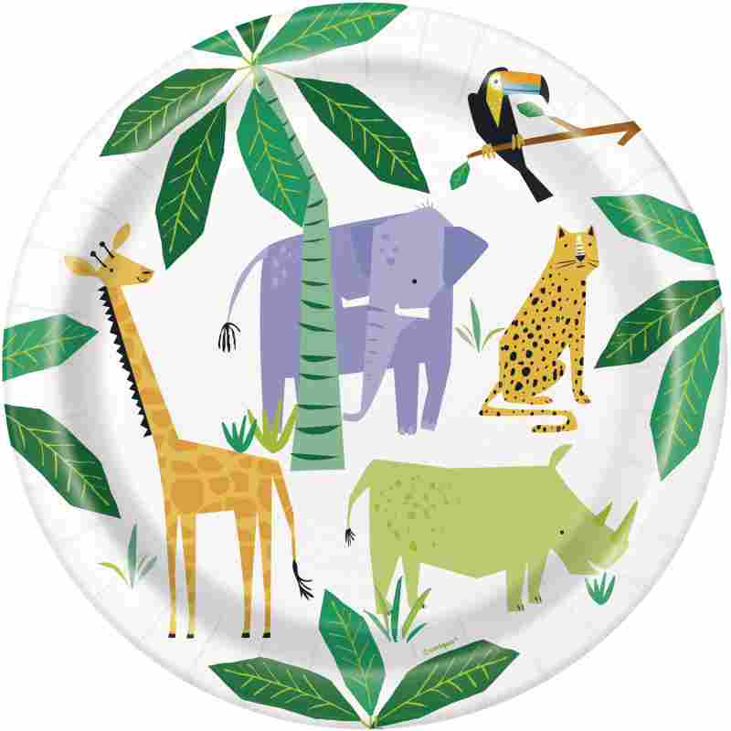 Teller Wilde Tiere Dschungelparty, 8 St. - VE 12