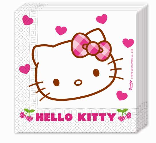 Servietten Hello Kitty Hearts, 20 St. - ab 1 St. - VE 30