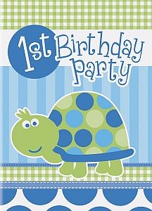 Einladung 1. Geburtstag Kleine Schildkröte, 8 St. - VE 12