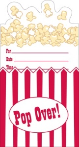 Einladung Hollywood Filmparty Popcorn, 8 St.  - VE 6