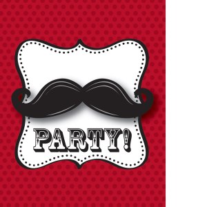 Einladung Schnurrbart Moustache Party, 8 St.  - VE 6
