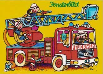Fensterbild-Postkarte Feuerwehr