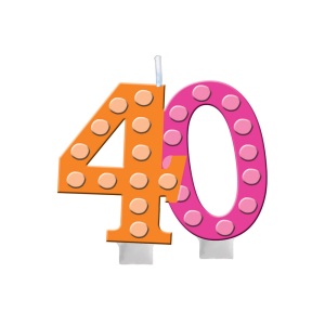 Kerze 40. Geburtstag Bunte Runde- VE 6