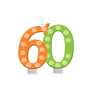 Kerze 60. Geburtstag Bunte Runde- VE 6