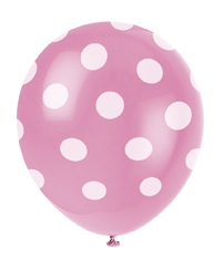 Luftballon Punkte pink, 6 St. - VE 12
