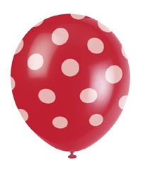 Luftballon Punkte rot, 6 St. - VE 12