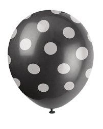 Luftballon Punkte schwarz, 6 St. - VE 12