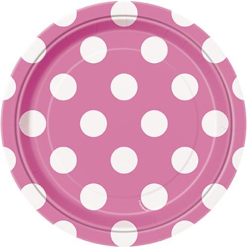 Teller klein Punkte Pink, 8 Stück - VE 12