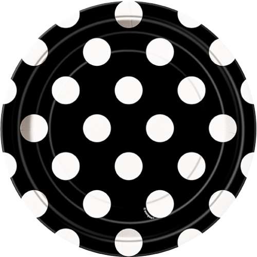 Teller klein Punkte schwarz, 8 Stück - VE 12