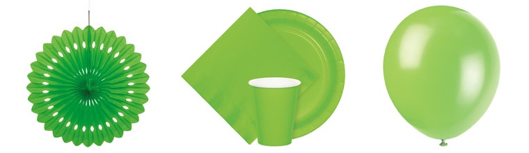 Einfarbige Party Dekoration in Hellgrün für die Kinderpart