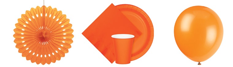 Einfarbige Party Dekoration in Orange für die Kinderpart
