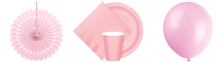 Einfarbige Party Dekoration in Rosa für die Kinderpart