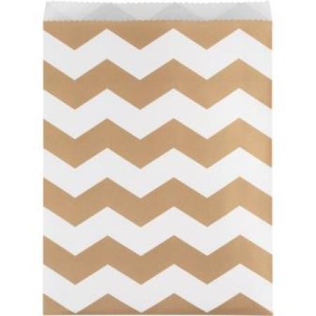 Papiertüten Chevron groß natur, 10 St. - Deko Kindergeburtstag