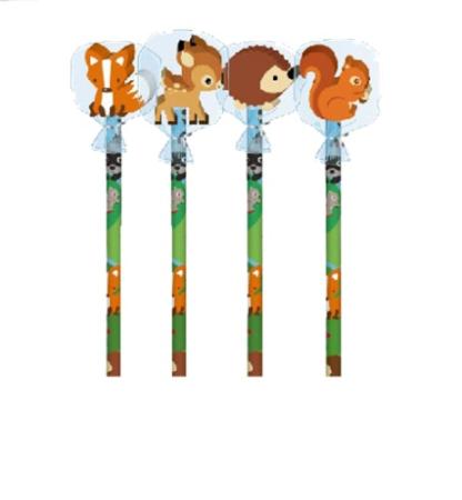 Bleistift mit Radiergummi Waldtiere - Mitgebsel Kindergeburtstag