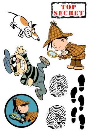 Tattoos Detektiv Flo, 1 Bogen- Deko Kindergeburtstag