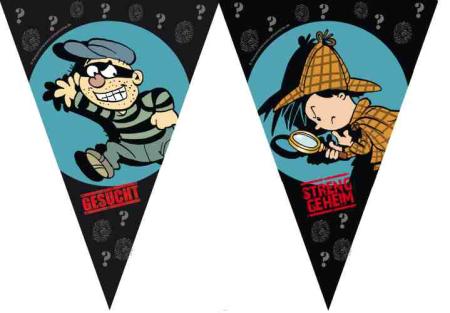Wimpelkette Detektiv Flo - Deko  Kindergeburtstag