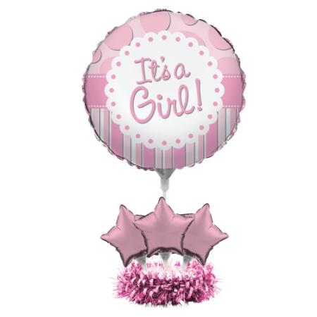 Folienballon Tischdeko Set 1. Geburtstag Mädchen - Party Deko Kindergeburtstag
