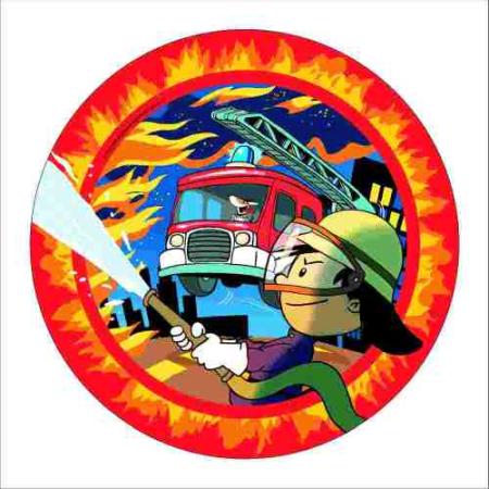 Teller Feuerwehrmann Flo, 8 St. - Deko Kindergeburtstag