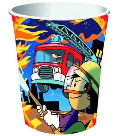 Becher Feuerwehrmann Flo, 8 St. - Deko Kindergeburtstag