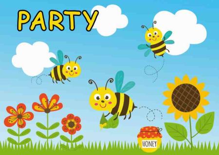 Artikel: Einladung, Einladung Kindergeburtstag Motiv: Bienen Party Material: Papier Maße: ca 10 x 15 cm  Inhalt: 8 Einladungen Bienen Party mit Kuverts