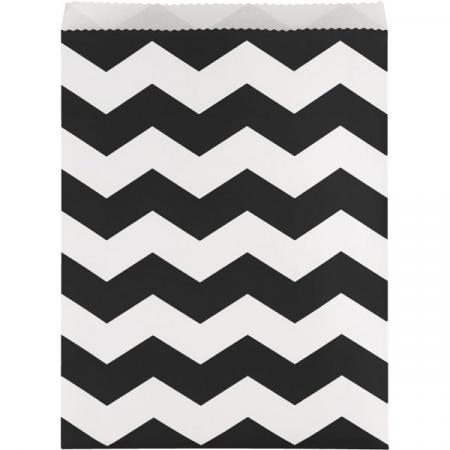 Papiertüten Chevron groß schwarz - Geschenktüte
