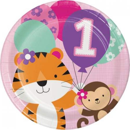 Teller Mein 1. Geburtstag Mädchen - Deko Kindergeburtstag