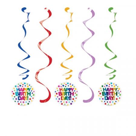Hängedekoration Rainbow Party, 5 tlg. - Deko Kindergeburtstag