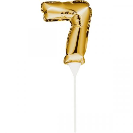 Kuchenpicker Folienballon Gold Zahl 7 – Zahlen Kuchendekoration Geburtstag