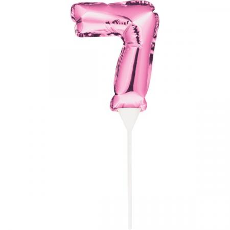 Kuchenpicker Folienballon Pink Zahl 7 – Zahlen Kuchendekoration Geburtstag