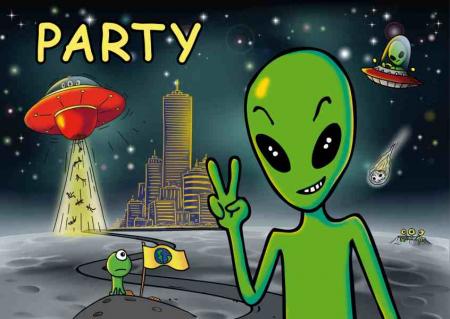 Einladung Alien Party - Deko Kindergeburtstag