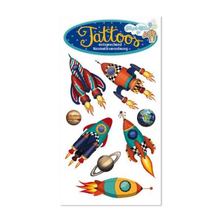 Tattoos Weltraum Rakete Deko Kindergeburtstag