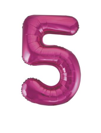 Riesen Zahlen-Folienballon Pink Zahl 5
