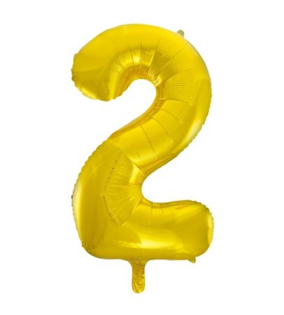Riesen Zahlen-Folienballon gold Zahl 2
