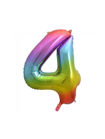 Riesen Zahlen Folienballon Regenbogen Zahl 4 - Folienballon Zahl