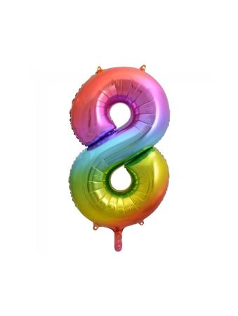 Riesen Zahlen Folienballon Regenbogen Zahl 8 - Folienballon Zahl